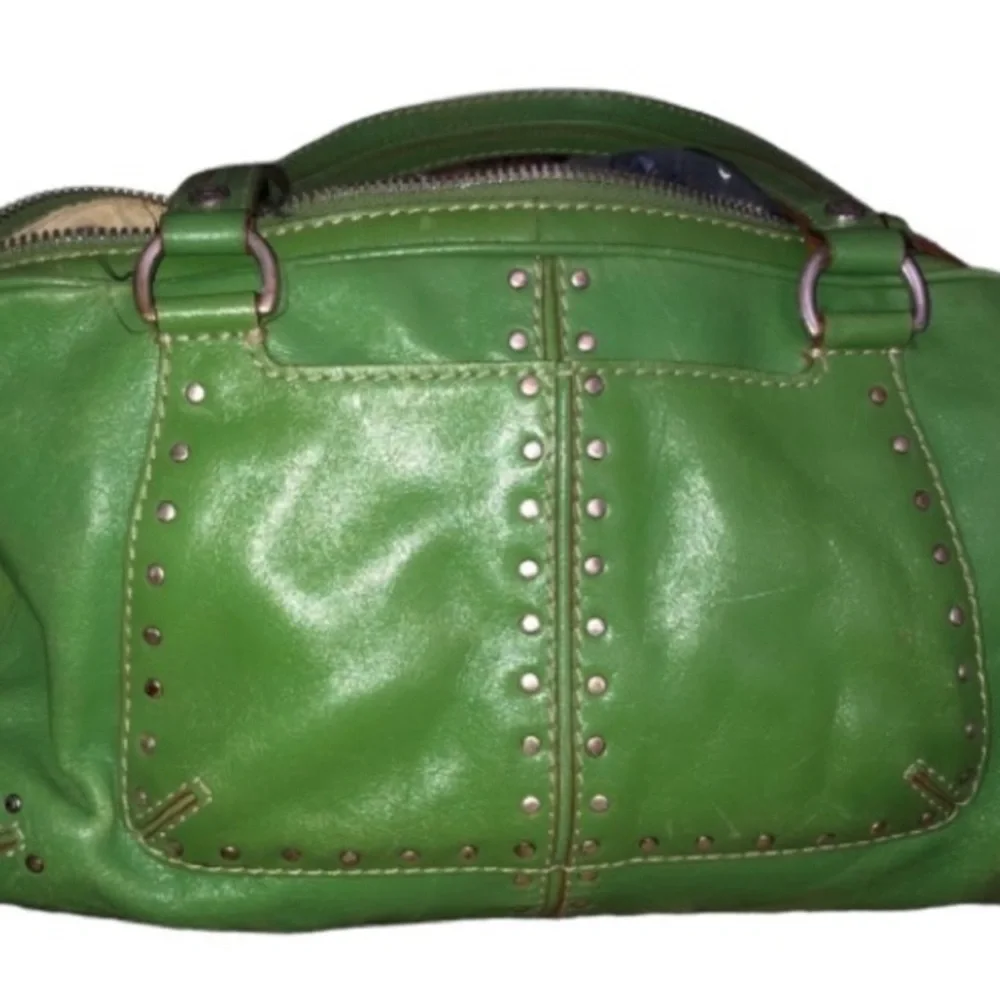 Micheal Kors Astor chartreuse green studded  Leather bag rare ,very clean
